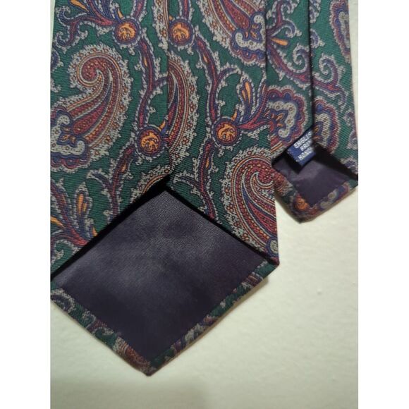 Mallards Mens Paisley Multicolor All‎ Silk Necktie English Print - Picture 4 of 6